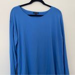 Eileen Fisher  Asymmetrical Hem Scoop Neck Long Sleeve Blue‎ Top Women’s Size XL Photo 2