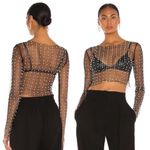Beach Bunny REVOLVE x Look and Glisten Pearl Mesh Top in Black Sz. XS Photo 1