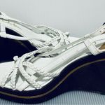 Cole Haan  SZ 8 White patent leather woven  Wedge Sandals Slingback Cork Gold Photo 7