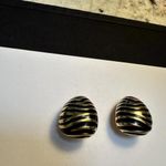Joan Rivers Signed Gold Tone Black Enamel Clip-on Clip On Earrings Zebra Stripe Photo 8