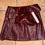 Mustard Seed Burgundy Leather Mini Skirt Photo 0