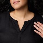 Vera Wang Simply  Tie Front‎ Linen Blend Short Sleeve Dress Black 2X Photo 2