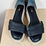 Franco Sarto  Espadrille Black leather Sandals Ankle Strap 8.5 Beach Vacation Photo 7