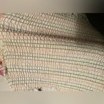 Storia Multicolor Embroidered Smocked Ruffle Neck Crop Top size L Tan/Cream Photo 5