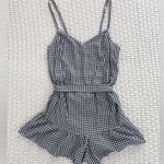 Hollister  Gingham Ruffle Romper - Black/White - S Photo 4