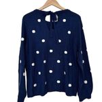 Lucky Brand Navy Blue Polka Dot Keyhole Back Sweater Sz XL Photo 2