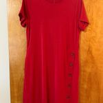 J. Jill Short Sleeve Button Detail Shirt Dress Red Pima Cotton Modal NWT Small Photo 12