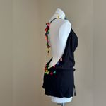 Black Swim Romper With Tassel Multi Color & Beads Trim Cover Up NWT Sz M Size M Photo 4