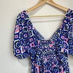 Tash + Sophie Maxi Dress L NWT Puff Sleeve Boho Print Smocked Waist Cottagecore Blue Size L Photo 3
