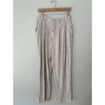 Free People  Lotta Love Wide Leg Trousers‎ In Sable Size 12 Pleated Linen Blend Photo 3
