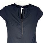 Cupshe One Piece Short Sleeve Swimsuit Zipper Detail Black Size Medium Photo 1