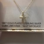 Rachel Zoe  14kt Gold Plated Sterling Silver Cubic Zirconia Cross Necklace Gift Photo 2