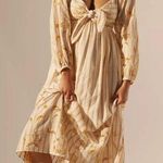 Anthropologie Yellow Gold White Boho Embroidered Sweetheart Maxi Dress XXS NWT Photo 0