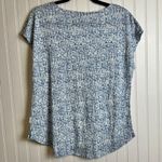 Orvis  Linen Blend Blue Pattern Short Sleeve Top H20 Photo 5