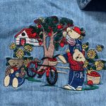 Vintage 90s Chambray Denim Shirt Embroidered Farmhouse Teddy Bears Apples Plus Blue Size undefined Photo 8