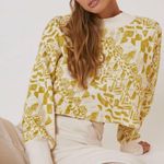 Anthropologie | Amadi Printed Cropped Sweatshirt in Chartreuse | XS Photo 1