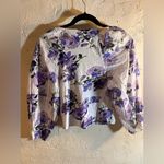 Anthropologie  White Lavender Floral Cotton Crop Top summer lightweight boho Photo 5