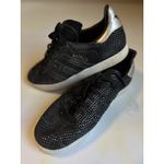 Adidas  Gazelle Black Silver Metallic‎ Women's Size 6.5 Lace Up Tennis Shoe Logo Photo 2