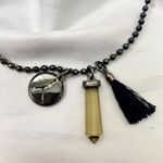 Celestial Zodiac Silver Black Cancer Star Sign Crystal Tassel Necklace Photo 1