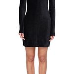 Dual Nature New  Keyhole Rib Velour Dress Mock Neck Long Sleeve Mini Black Photo 1
