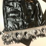 STAUD NWT Joan Yin Yang Dress Beaded Fringe Black Faux Leather Sleeveless sz 10 Photo 8