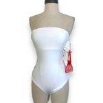 Red Carter White lace-up swimsuit, ladies small one piece convertible halter strap /bandeau Photo 9