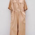ZARA NWT Shirt-Style Cargo Full Length Oversized Jumpsuit Cotton XS Photo 0