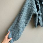 ZARA Alpaca Blend Blue Ruffle Button Front Knit Puff Sleeve Sweater Size Small Photo 4