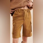 Free People Charli Wool Longline Cargo Shorts In Bronze Brown Photo 5