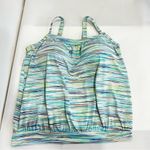 Lands' End Blouson Tummy Hiding Tankini Top Swimsuit Adjustable Straps Sz 16 DD Photo 2