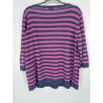 Talbots Linen Sweater Womens 3X Blue Pink Striped Pullover 3/4 Sleeve Colorful Photo 3