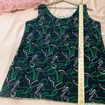 Peter Nygard Silk Green Navy Sleeveless Scribble Printed Women's Tank Top 12 Photo 11