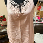 SheIn Light Pink Lace Accent Tank Top Photo 0