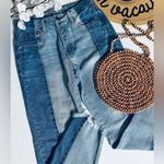 American Eagle  Vintage High Rise Cotton Two Tone Frayed Hem Button Fly Jeans Photo 1