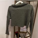 Pink Rose Long Sleeve Green Sweater Photo 1