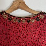 Laurence Kazar Vintage  Jacket Womens XL Red Silk Beaded Sequin Evening 90s Photo 10
