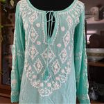 MELISSA ODEBASH Kaftan/Beach Dress Embroidered Mint Green Photo 1