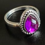 Water drop purple crystal S925 silver ring size 5.75 Photo 1