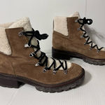 Marc Fisher  MLCapell brown leather sheepskin-lined winter boots women size 10 M Photo 0