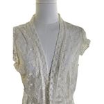 Ultra Pink  Ivory Lace Cardigan Vest‎ L Boho Layering Romantic Cottagecore Photo 3