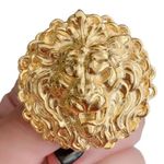 Head LION  Goldtone Pin Brooch Photo 0