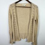 Banana Republic Cardigan M Beige Silk Cotton Open Knit Boho Cottagecore Layering Photo 0