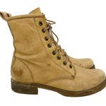 Frye Veronica Combat Boots Lace Up Vintage Pull Up Leather Moto Photo 2