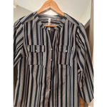 Ny Collection  Petite Button Up Shirt Black White Large Photo 1