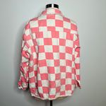Boutique Pink & White Checkered Denim Jacket Photo 7