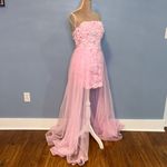Faeriesty Elegant Pink Strapless Mini Sheer Overlay Women’s Prom Dress Size Small Photo 5