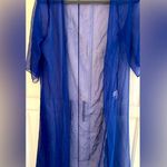 Blue Sheer Maxi Cardigan Size L Side Slits 3/4 Sleeves Photo 3