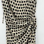 Thakoon Black and Cream Batik Print 100% Silk Shift Dress gathered unique size 4 Photo 3