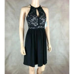 Juniors' Glitter Lace Black Mini Party Dress NWT 1/2 Size undefined Photo 9