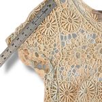 Forever 21 Open Knit Crochet Floral Doilies Short Sleeve Boho Shirt  Hippie L Photo 5